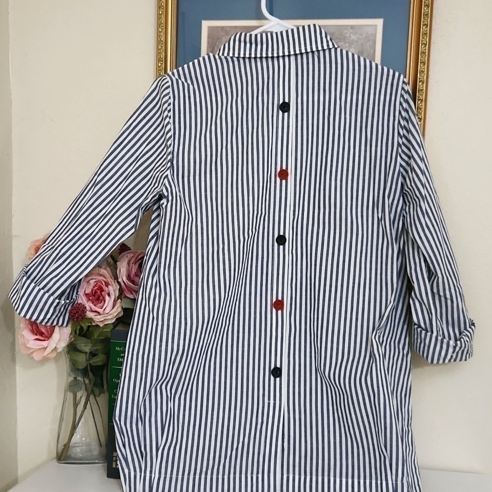 Ali Miles Oversized Button Down Tunic Artsy Art to wear Career Contemporary Glam - Picture 14 of 16